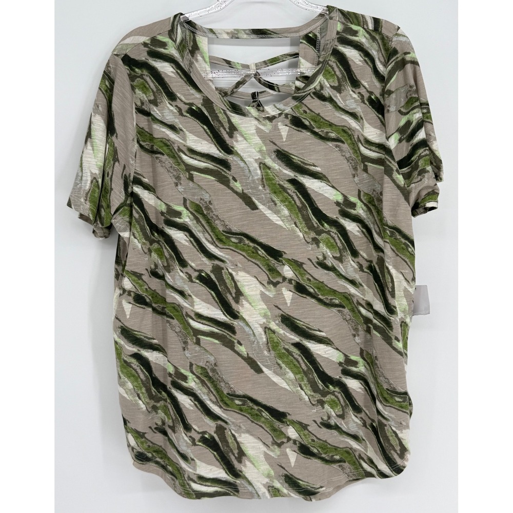 Kinesis Womens Green Abstract Tiger‎ Stripe Strappy Back Activewear  Sz XL NEW